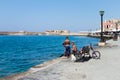 Local boys playing in Venetian port of Chania